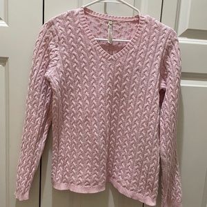Leo & Nicole cable knit pink sweater, size S